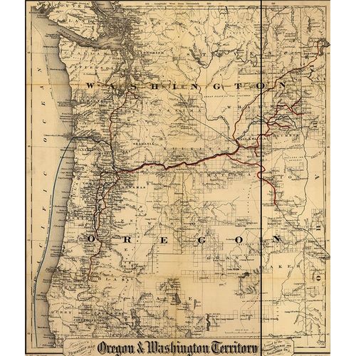Vintage Maps 아티스트의 Oregon and Washington Territory 1880 작품