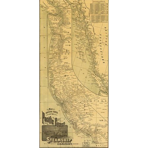 Vintage Maps 아티스트의 Pacific Coast Steamship Company 1891 작품
