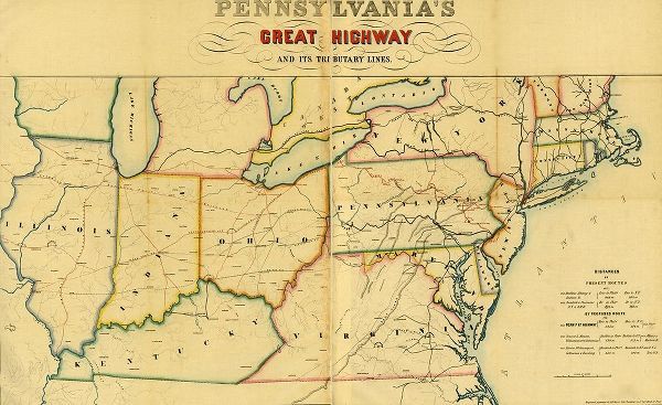Vintage Maps 아티스트의 Pennsylvanias great highway and its tributary lines 1850 작품