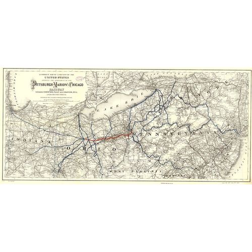 Vintage Maps 아티스트의 Pittsburgh Marion and Chicago 1887 작품