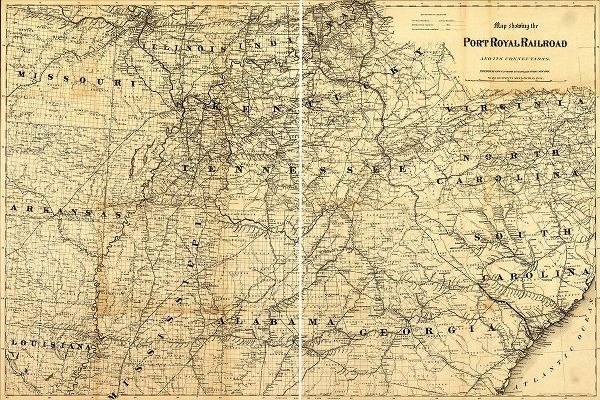 Vintage Maps 아티스트의 Port Royal Railroad 1870 작품