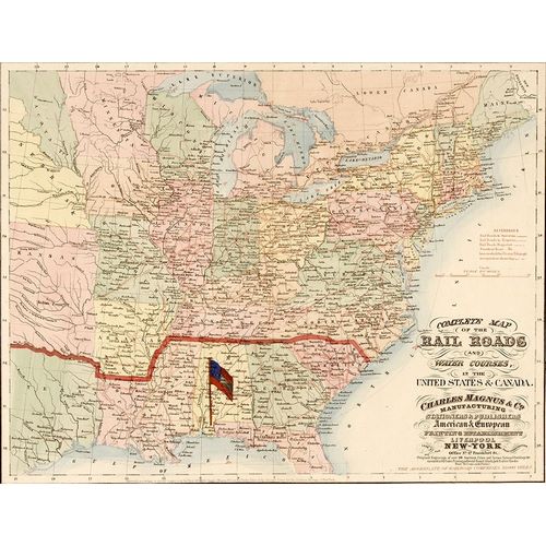 Vintage Maps 아티스트의 Railroads and water courses in the United Sates and Canada 작품