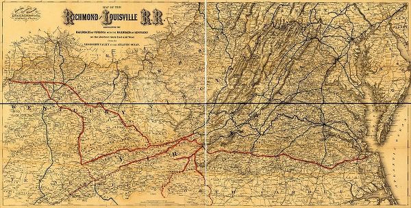 Vintage Maps 아티스트의 Richmond and Louisville Rail Road 1882 작품