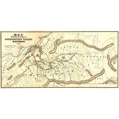 Vintage Maps 아티스트의 Sacramento Valley Railroad California Sacramento 1854 작품