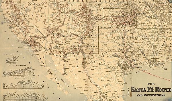 Vintage Maps 아티스트의 Atchison Topeka and Santa Fe Railroad  작품