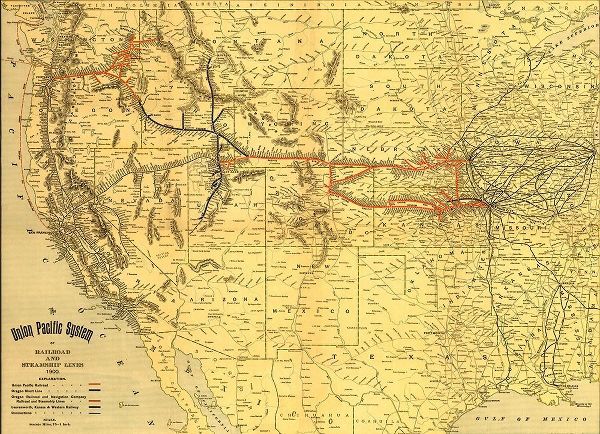 Vintage Maps 아티스트의 Union Pacific system of railroad and steamship lines 1900 작품