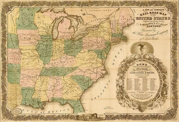 Vintage Maps 아티스트의 Railroad map of the United States 1858 작품