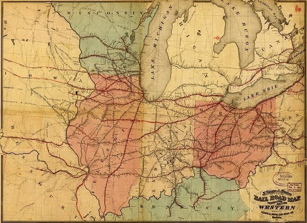 Vintage Maps 아티스트의 Travelers Edition Road Map 1859 작품