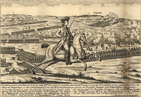 Vintage Maps 아티스트의 English General Howes Troops with German General Knypehausen 1777 작품