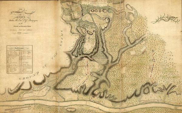 Vintage Maps 아티스트의 Burgoynes position at Freemans Farm on the Hudson 1777 작품
