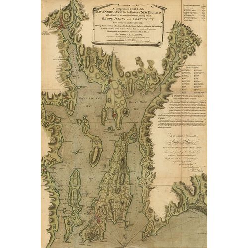 Vintage Maps 아티스트의 Narragansett Bay 1777 작품