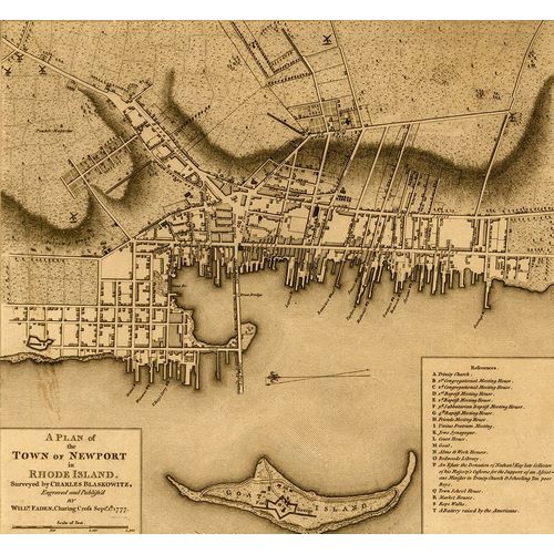 Vintage Maps 아티스트의 Newport Rhode Island 1777 작품