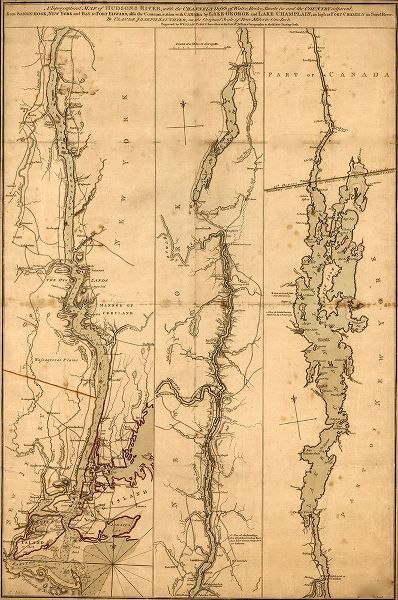 Vintage Maps 아티스트의 Topographical Map of the Hudson River 1776 작품