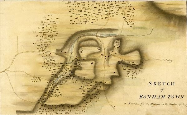 Vintage Maps 아티스트의 Bonham Town new Jersey 1777 작품