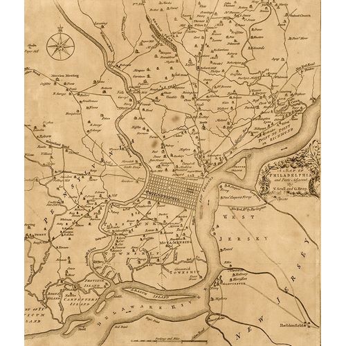 Vintage Maps 아티스트의 Philadelphia 1777 작품