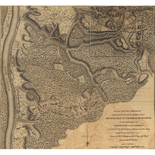 Vintage Maps 아티스트의 General Burgoyne at Swords House on Hudsons River near Stillwater 1777 작품