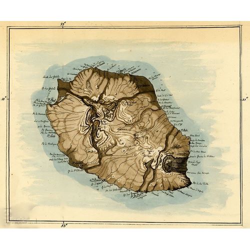 Vintage Maps 아티스트의 Island of Reunion previously Bourbon 1802 작품