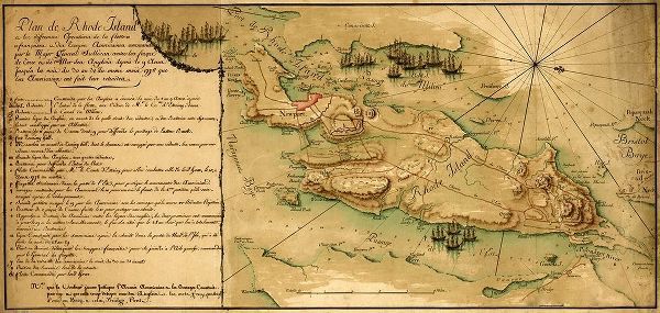 Vintage Maps 아티스트의 Rhode Island and Operation of the French Fleet 1778 작품