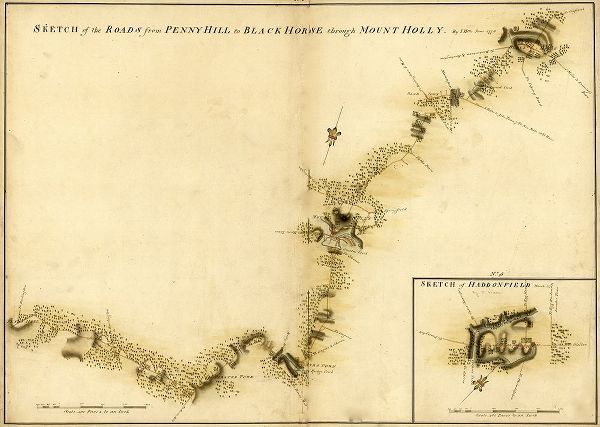 Vintage Maps 아티스트의 Haddonfield Mount Holly from Pennyhill to the Black Horse Pike 1778 작품