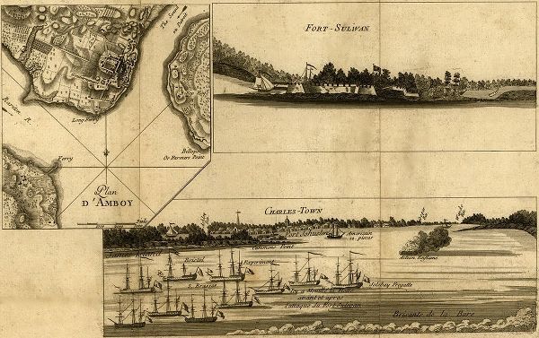 Vintage Maps 아티스트의 Charleston Harbor assault on Fort Sulivan during the siege of Charleston 1780  작품