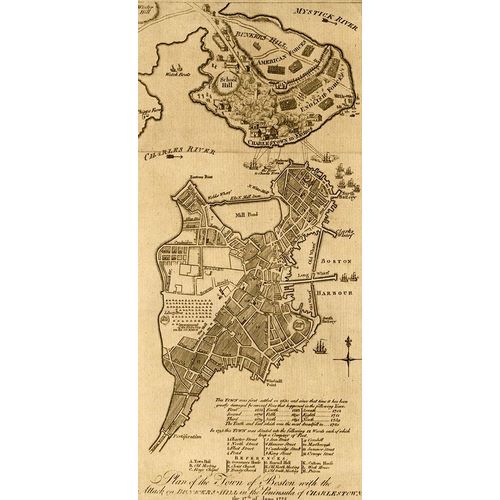 Vintage Maps 아티스트의 Attack on Bunker Hill Boston 작품