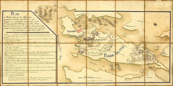 Vintage Maps 아티스트의 French Fleet and Colonial Troops under General Sullivan in Rhode Island 1778 작품