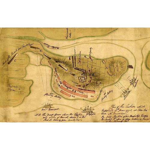 Vintage Maps 아티스트의 Bunker Hill 1775 작품
