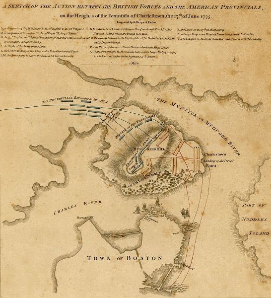 Vintage Maps 아티스트의 Battle at Charlestown Peninsula 1775 작품