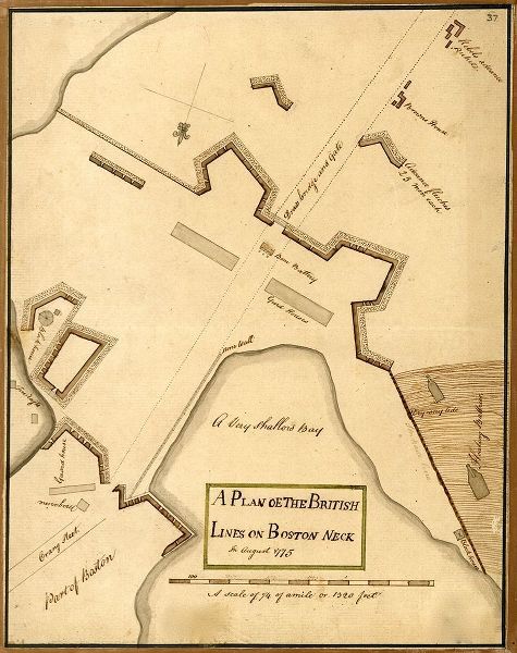Vintage Maps 아티스트의 British Lines on Boston Neck Bunker Hill 1775 작품