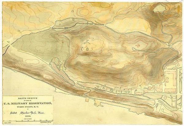 Vintage Maps 아티스트의 Route sketch of part of U S Military Reservation West Point N Y 1889 작품