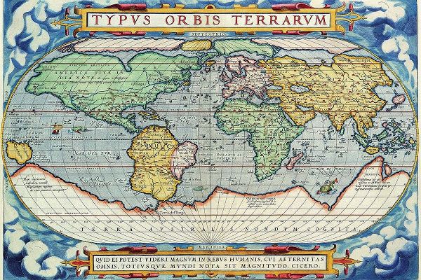 Ortelius, Abraham 아티스트의 Typus Orbis Terrarum from the Theatre of the World in Apian Projection 작품
