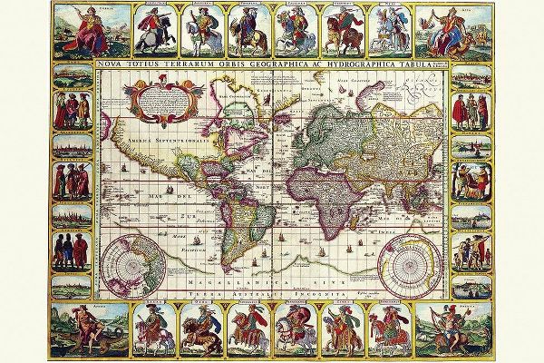 Visscher, Nicolas 아티스트의 World Map of lands and waterways 작품