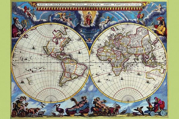 Blaeu, Joan 아티스트의 Stereographic Map of the World Theatrum Orbis Terrarum 작품