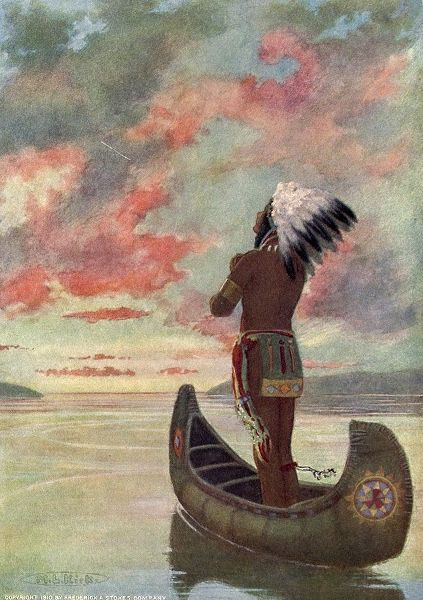 Kirk, Maria 아티스트의 Hiawatha sailed into the fiery sunset from Story of Hiawatha 1910 작품