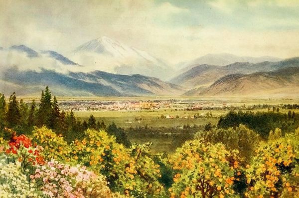 Palmer, Sutton 아티스트의 Redlands-looking towards San Bernardino Range-California 1914 작품