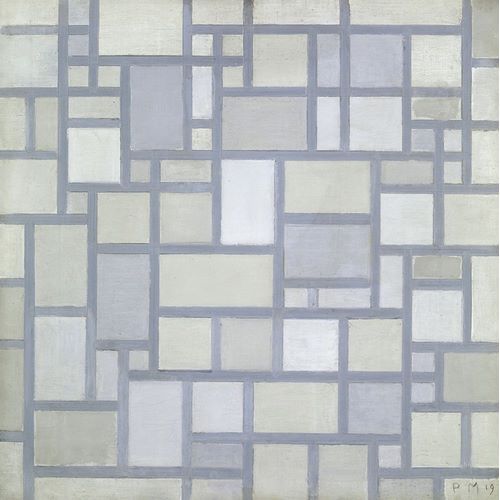 Mondrian, Piet 아티스트의 Composition in bright colors with gray lines 작품