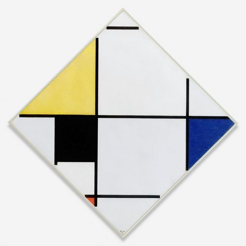 Mondrian, Piet 아티스트의 Lozenge Composition with Yellow-Black-Blue-Red-and Gray 작품