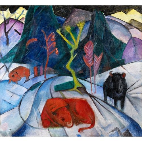 Marc, Franz 아티스트의 Bison in winter-red bison 작품