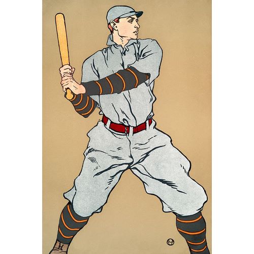 Penfield, Edward 아티스트의 Vintage Drawing of a baseball player holding a bat 작품
