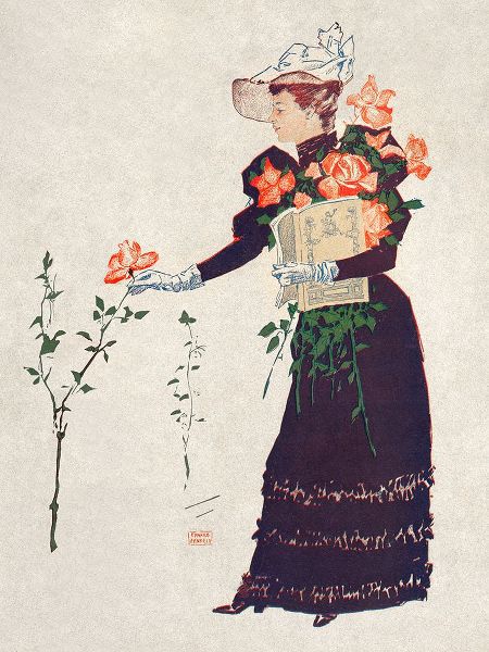 Penfield, Edward 아티스트의 Woman Picking up Flowers 작품