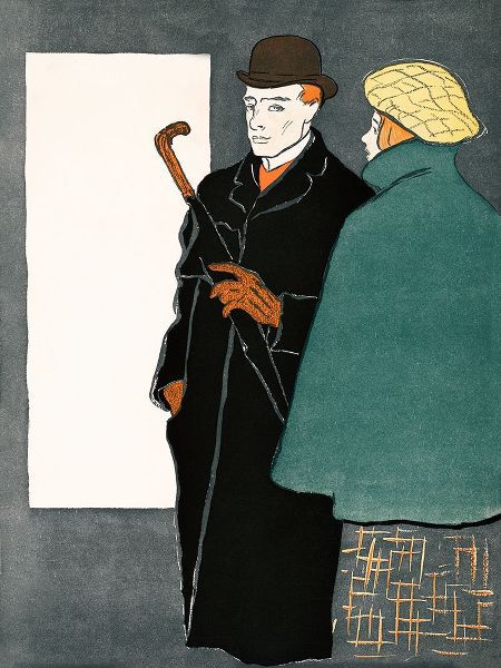 Penfield, Edward 아티스트의 Man with walking stick and woman 작품