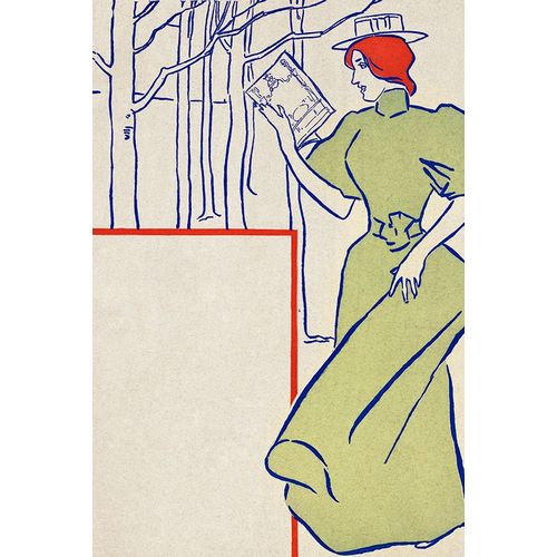 Penfield, Edward 아티스트의 Woman in green dress reading a book  작품