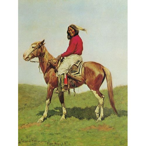 Remington, Frederic 아티스트의 Indian Warrior on Horse-Fort Reno 작품