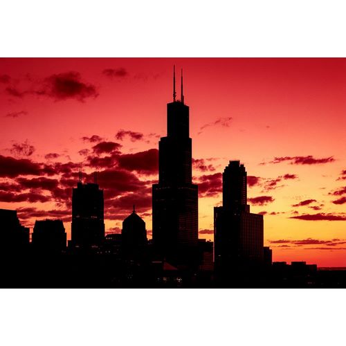 Highsmith, Carol 작가의 Chicagos Skyline appears in silhouette at sunset 작품