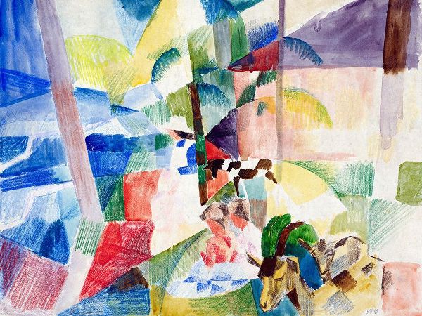 Macke, August 작가의 Landscape with children and goats 작품