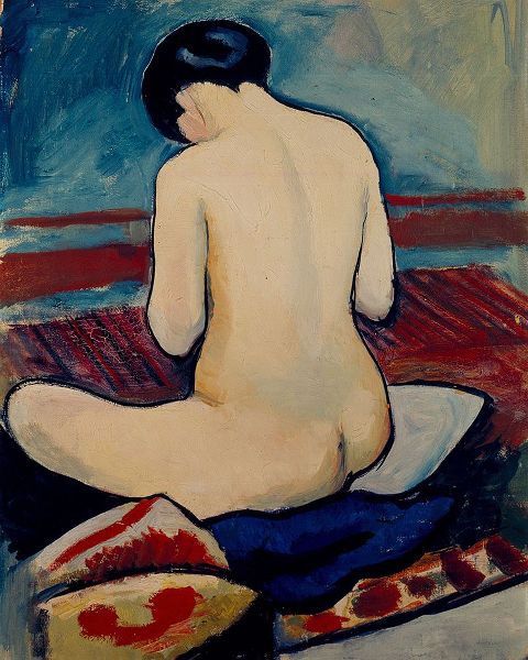 Macke, August 작가의 Sitting Nude with Pillow 작품