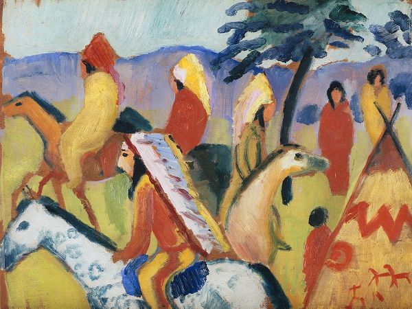 Macke, August 작가의 Indians Riding Near the Tent 작품