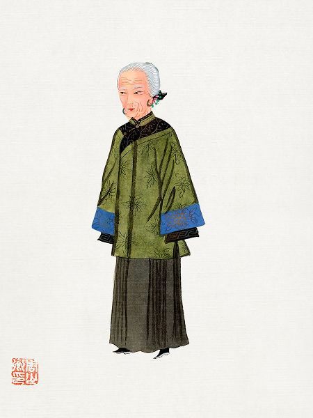 Vintage Chinese Clothing 작가의 Chinese lady in green gown costume 작품