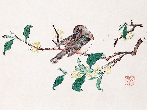 Zhengyan, Hu 작가의 Page from Shi Zhu Zhai Preening Bird 작품
