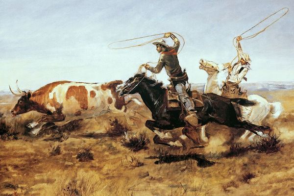 Russell, Charles Marion 작가의 OH Cowboys Roping a Steer 작품